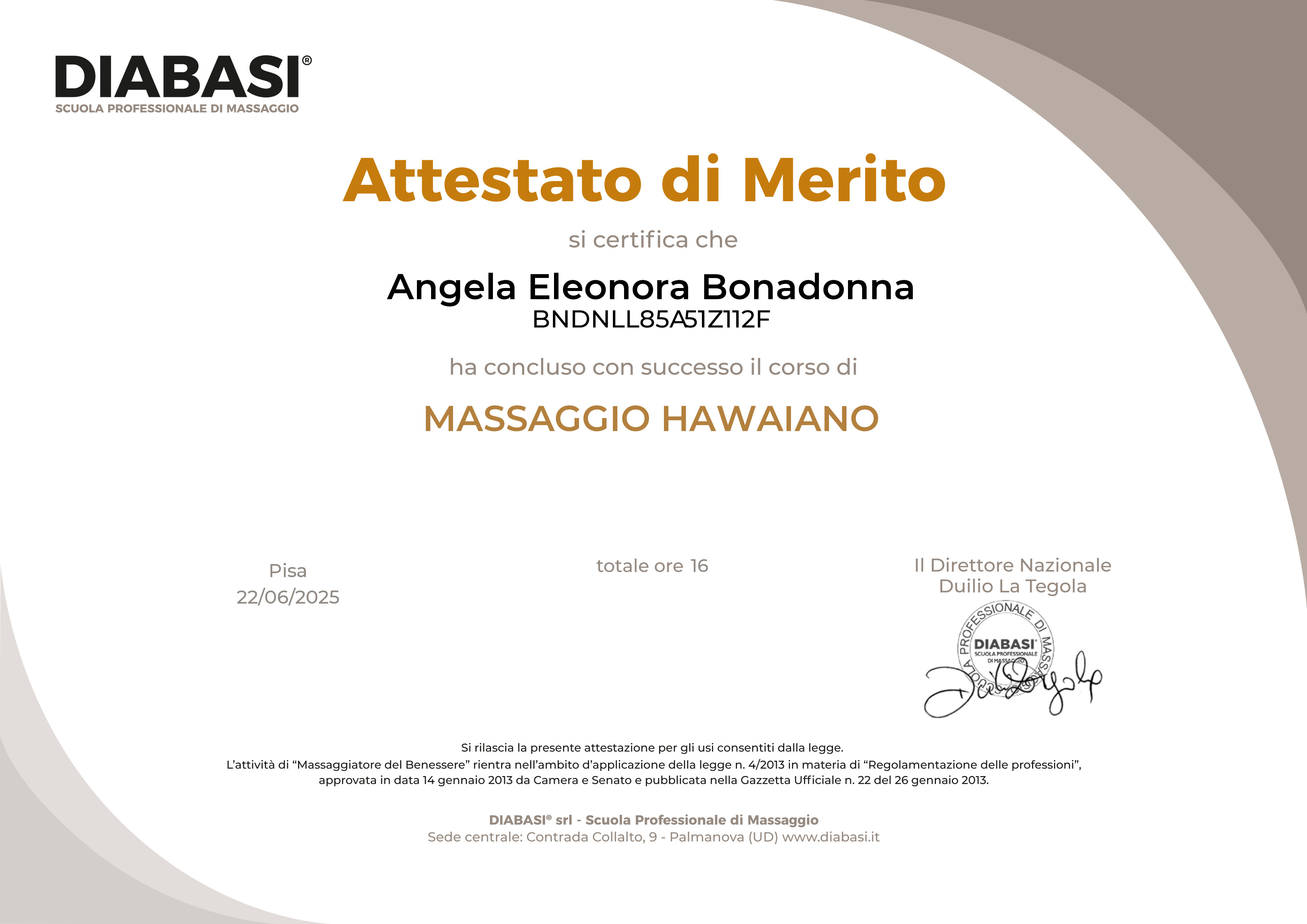 ATTESTATO DI MASSAGGIO HAWAIANO LOMI LOMI